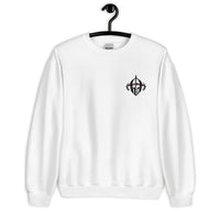 Front View Of A White Arise Sweatshirt On Hanger