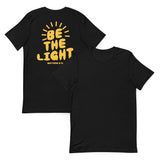 Back And Front View Of A Black Be The Light T-shirt