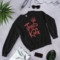 Front View Of A Black Jesus Is King Sweatshirt