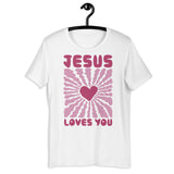 White Jesus Loves You T-shirt On Hanger