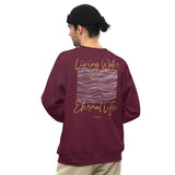Man Wearing A Maroon Living Water Eternal Life Sweatshirt 