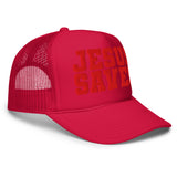 Red Jesus Saves Mesh Hat